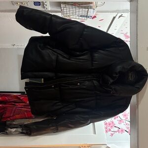 Levi's Black Leather Puffer Jacket. Gently used. Worn about 3x’s. Very warm.
